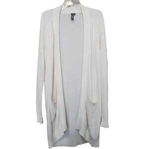 Sweaty Betty Off-White Cashmere Blend Longline Open Front Cardigan Size Medium